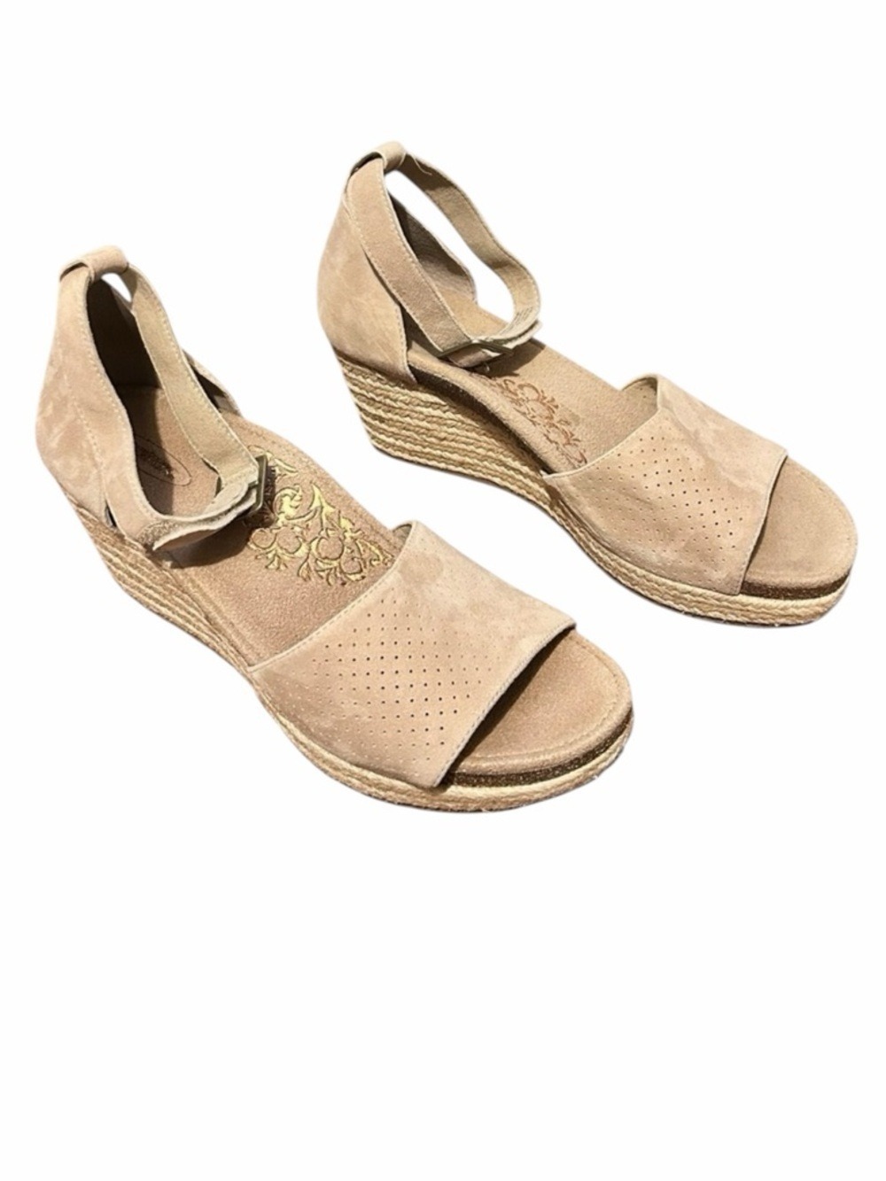 AETREX Miley Leather Ankle Strap Espadrille Wedges Store Sample Size 10.5-11